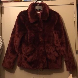 Joujou Burgundy Faux Coat